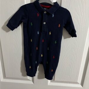 Polo by Ralph Lauren Navy One-Piece with Multicolor Pony Embroidery